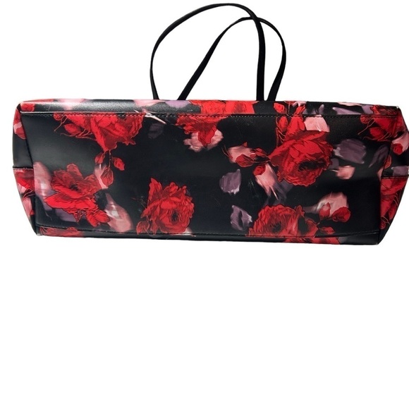Victoria's secret bag Rose Floral Print Tote Shoulder Bag Black Red - Picture 4 of 9